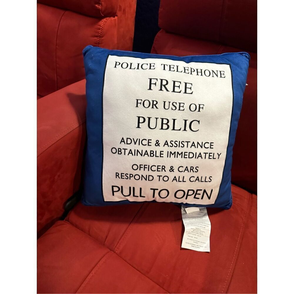 Doctor Who Licensed Tardis Telephone Box 16" Square Pillow Decorative Cushion NE
